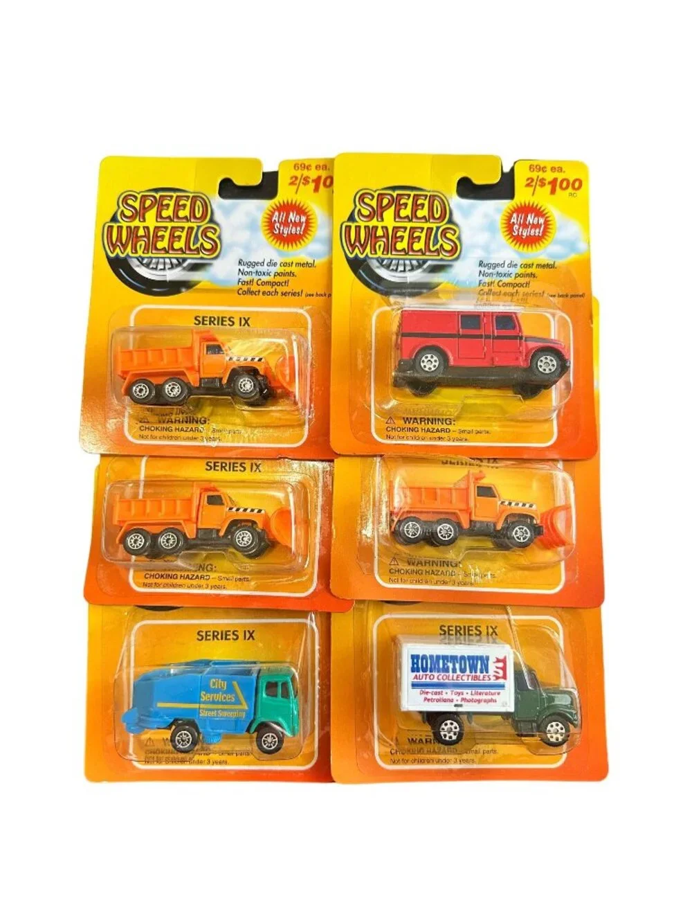 Maisto Speed Wheels 1:64 Construction Box Truck & Garbage Truck Lot of 6 on Card